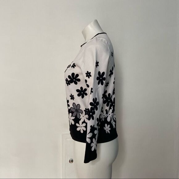 Alfred Dunner Floral Mod 60s style sweater flower power - Picture 6 of 13